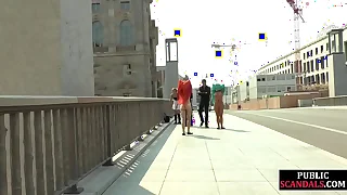 Public floozy possessions humiliated before bdsm gangbang