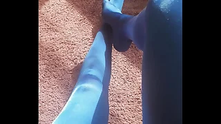 Blue pantyhose measure