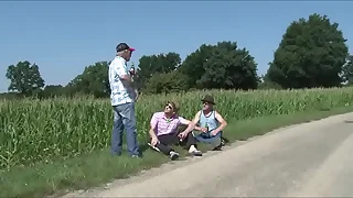 Nudist Teen gangbang together with bukkake by voyeurs